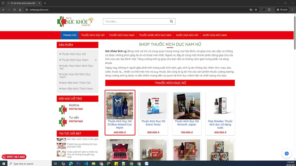 Hướng dẫn đặt mua thuốc kích dục tại Sinh Lý Người Lớn bước 1